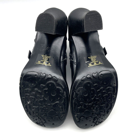 Vintage 90s Y2K Bongo 'HIPSTER' Black Faux Leather Block Heel Ankle Booties US9 - Picture 13 of 15